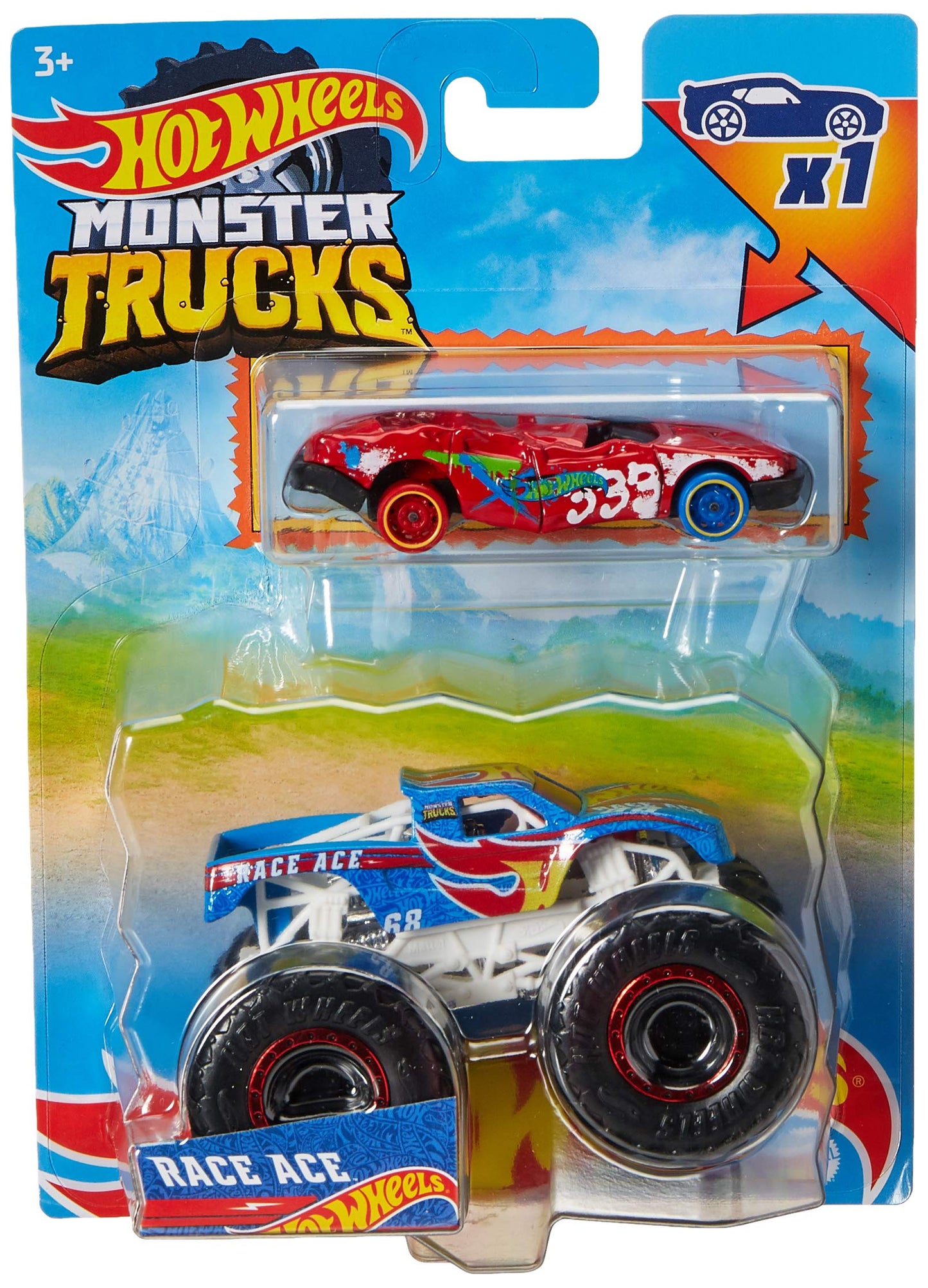 Hot Wheels Monster Trucks, 1:64 2-Pack Racing, Toy Vehicle for Kids Ages 3 and Up