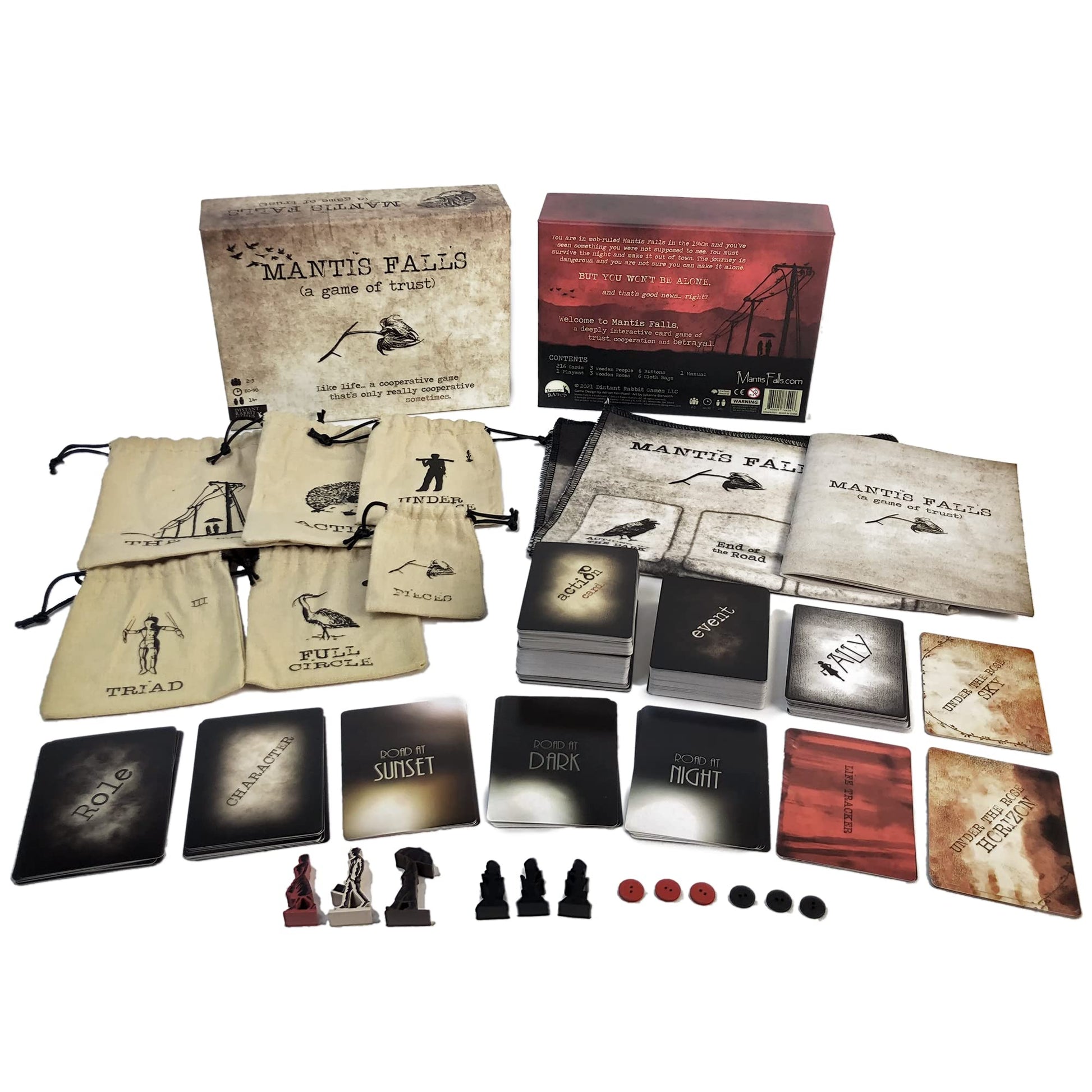 Mantis Falls Board Game - Deep Strategy Hidden Traitor Game for 2-3 Players, Psychological Deduction & Betrayal, 60-90 Minutes, Ages 14+, Premium Card