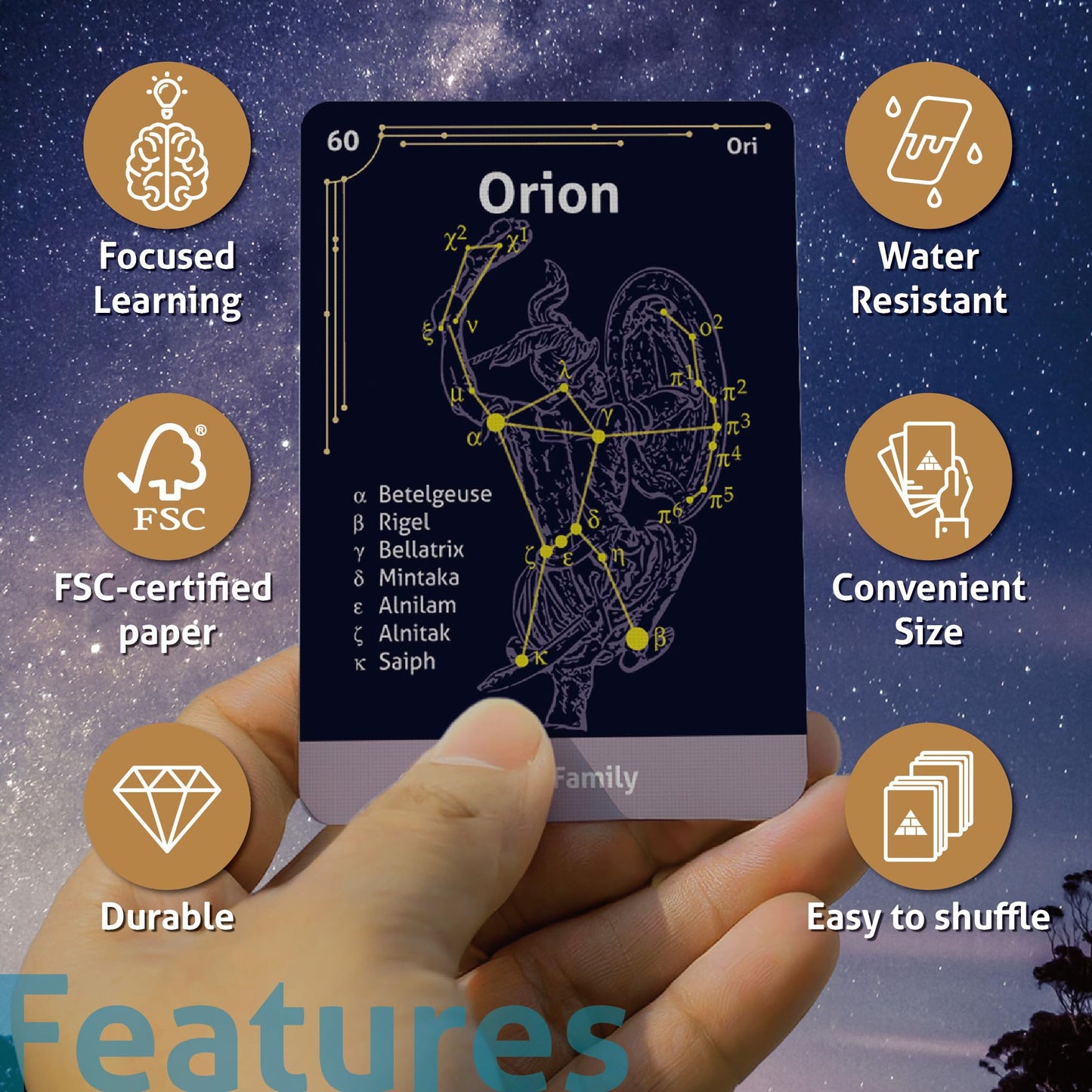 CARDDIA | The 88 Astronomical Constellations Educational Flashcards | Ideal for Astronomy Students and Educators