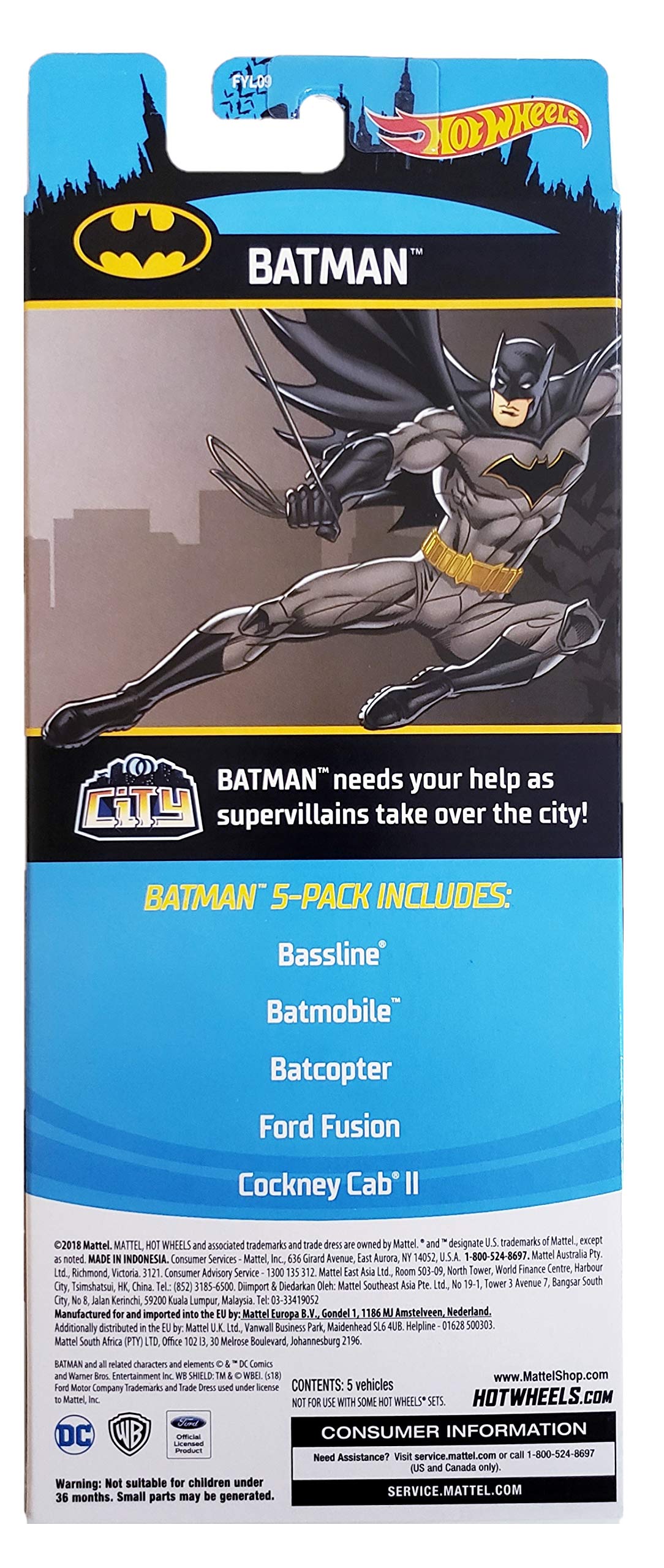 Hot Wheels 2019 Batman 1:64 Scaled 5-Pack