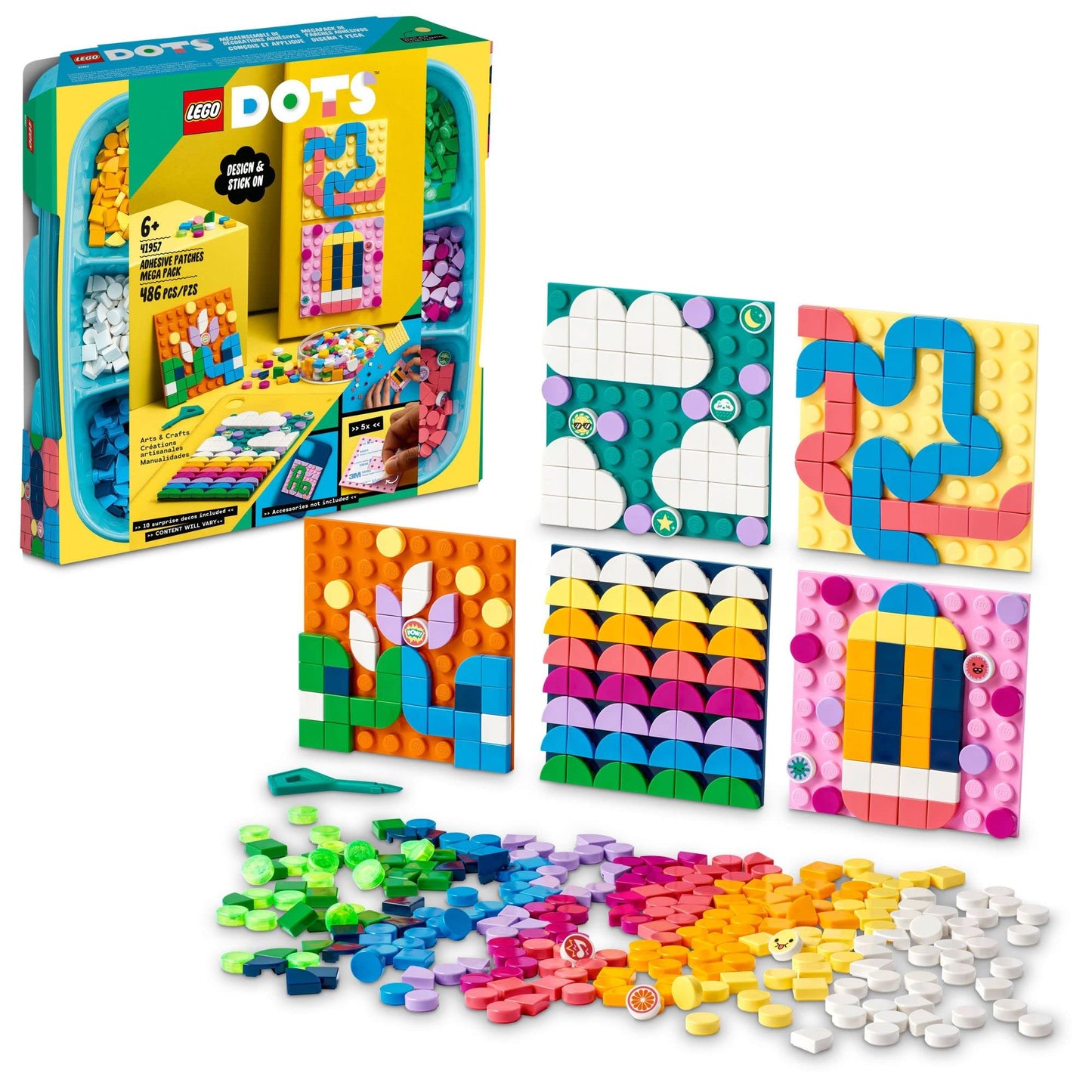 LEGO DOTS Adhesive Patches Mega Pack 41957 Arts and Crafts 5-in-1 Mosaic Making Building Kit, DIY Sticker Patches, Gift Idea for Creative Kids, Make