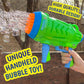 Maxx Bubbles Automatic Bubble Barrage Gun Includes Non Toxic Bubble Solution and Dip Tray, Bubble Barrage, Bubble Blaster for Outdoors, Adult, Kids