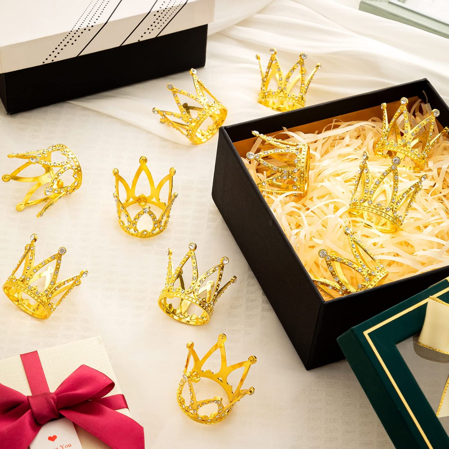 18 Pcs Mini Crown Cake Topper, Tiara Birthday Cake Toppers