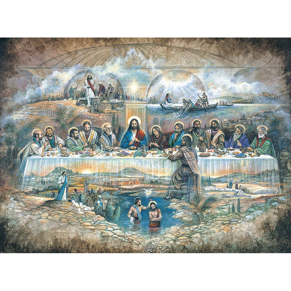 Bits and Pieces - Last Supper Jigsaw Puzzle for Adults - Religious Artwork by Artist Ruane Manning - Unique Random-Cut Pieces with Durable