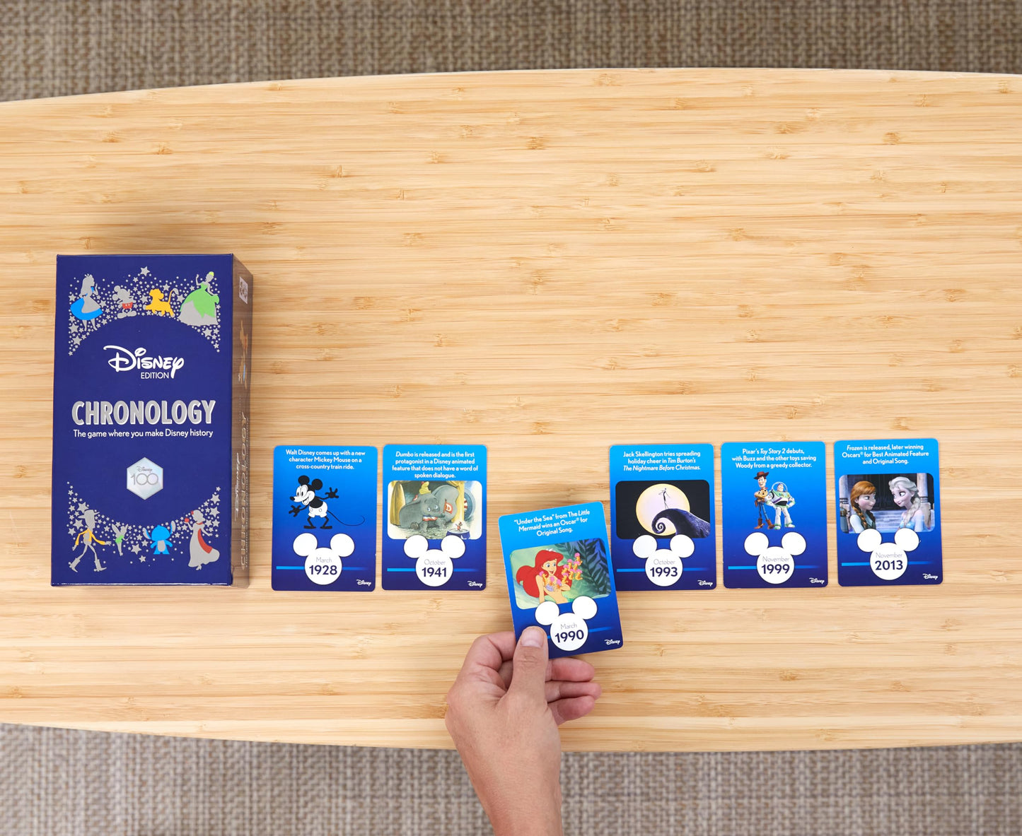 Disney Chronology Game - Family Game - Featuring 150 Disney Events - Make Disney History - Family Game for Night Disney Fans Ages 10 and Up