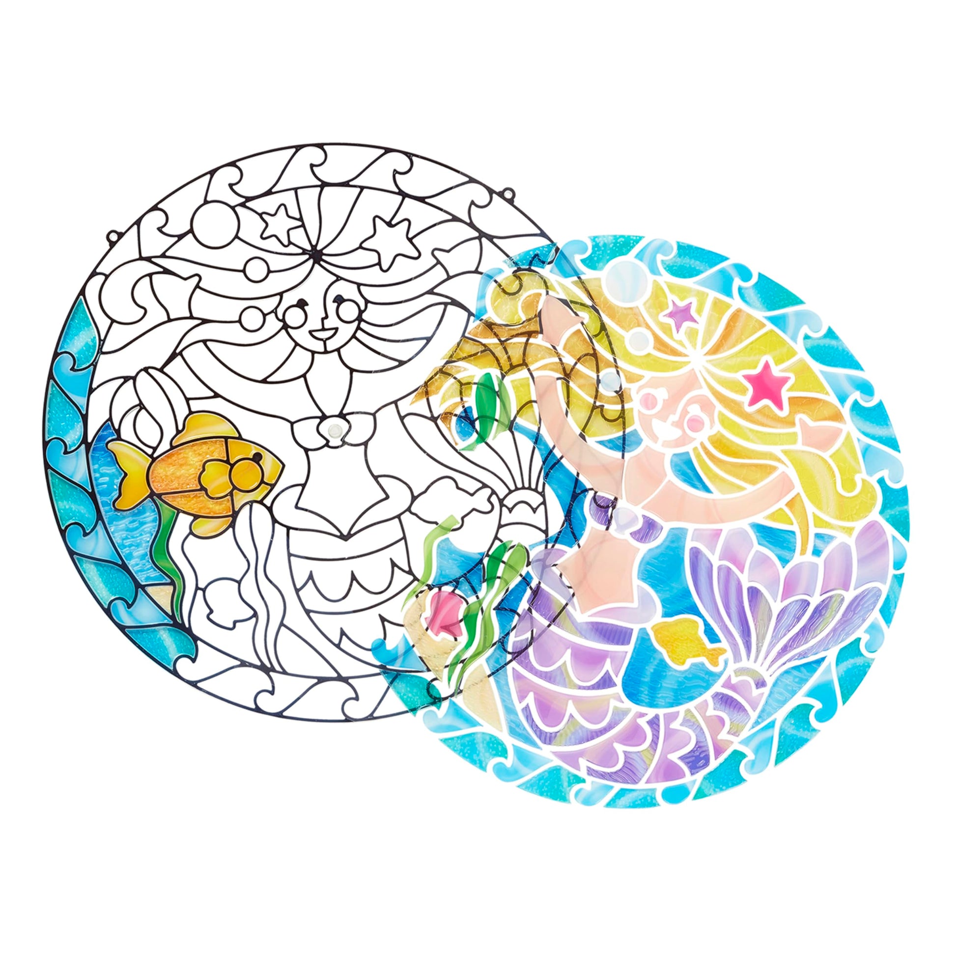 Melissa & Doug Stained Glass Made Easy Activity Kit: Mermaids - 140+ Stickers Kids Sticker Stained Glass Craft Kit; Mermaid Crafts for Kids Ages 5+
