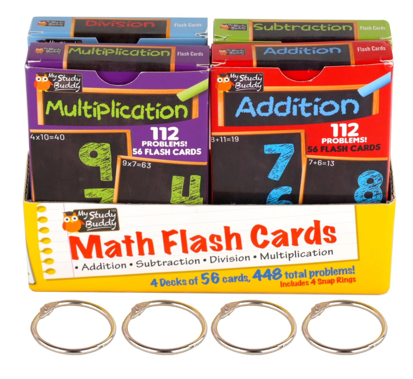 Regal Games Math Flash Cards for Multiplication, Division, Addition and Subtraction - 1st, 2nd, 3rd Grade Math & More - Flash Cards w/ 4 Binder Rings