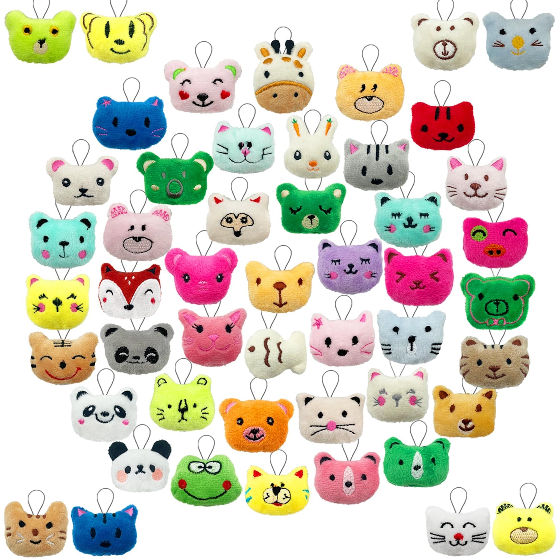 XIPEGPA 50 PCS Mini Animal Plush Toys Set Cute Small Animal Stuffed Toy Keychain for Party Favors Keychain Ornament for Goody Bag Easter Egg Stuffers