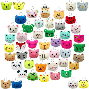 XIPEGPA 50 PCS Mini Animal Plush Toys Set Cute Small Animal Stuffed Toy Keychain for Party Favors Keychain Ornament for Goody Bag Easter Egg Stuffers
