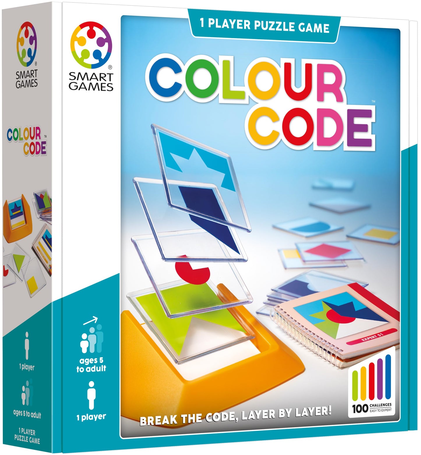 SmartGames Color Code - Transparent Layered Skill-Building Puzzle Game with 100 Challenges for Ages 5+