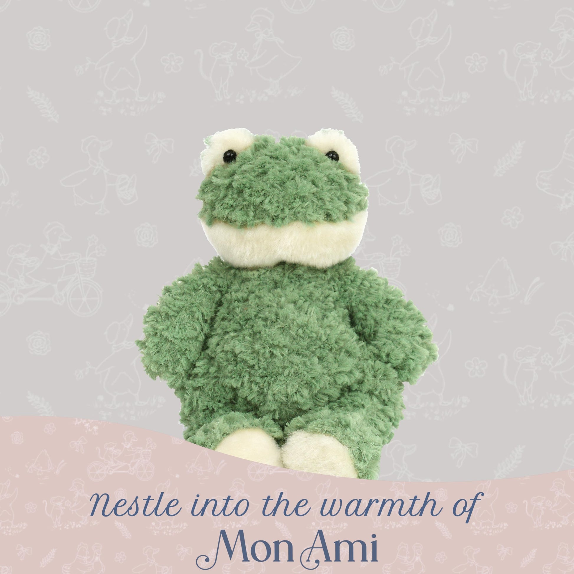 MON AMI Frankie The Frog 12-Inch Stuffed Animal, Soft Green Frog Plush Toy