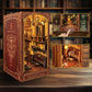 Firelight Library Book Nook, DIY Miniature House Puzzle for Magical Home Decor, 3D Bookshelf Decor for Adults and Beginners