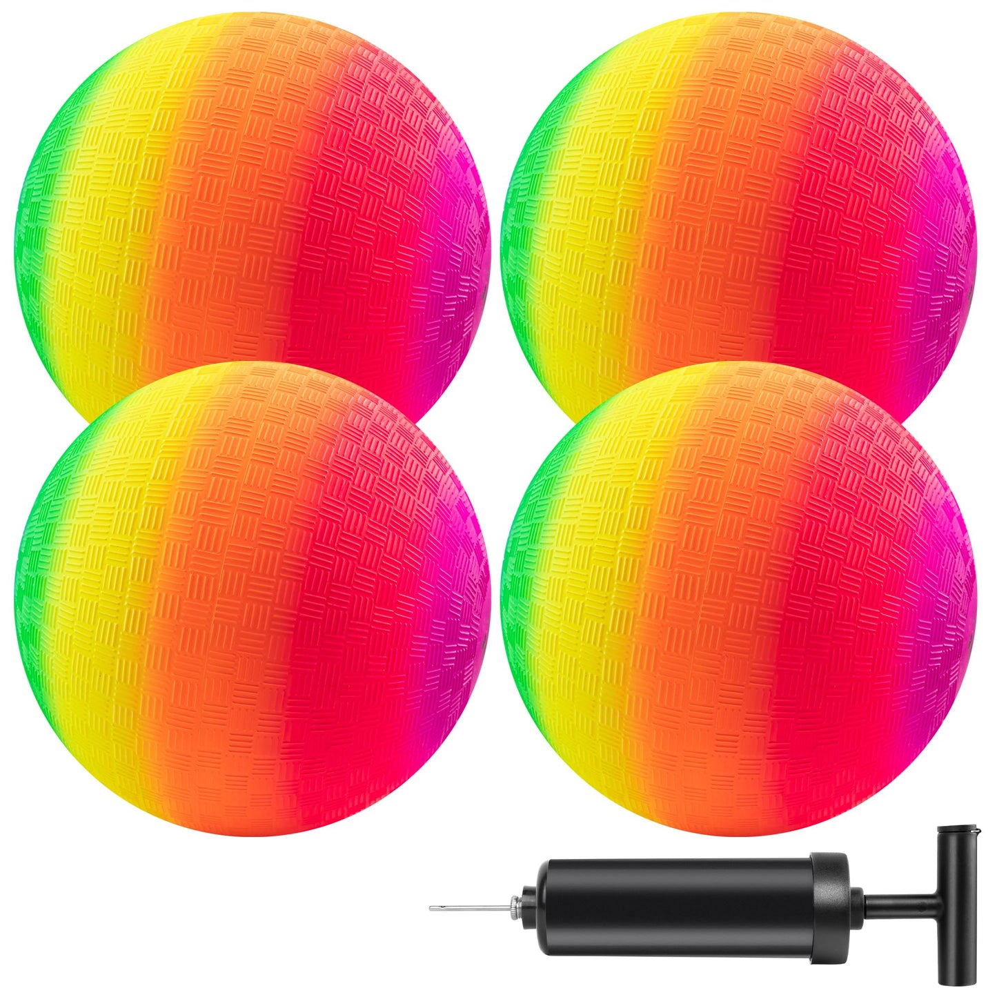 Micsoa 4 Pack 8.5 Inch Rainbow Playground Balls Set