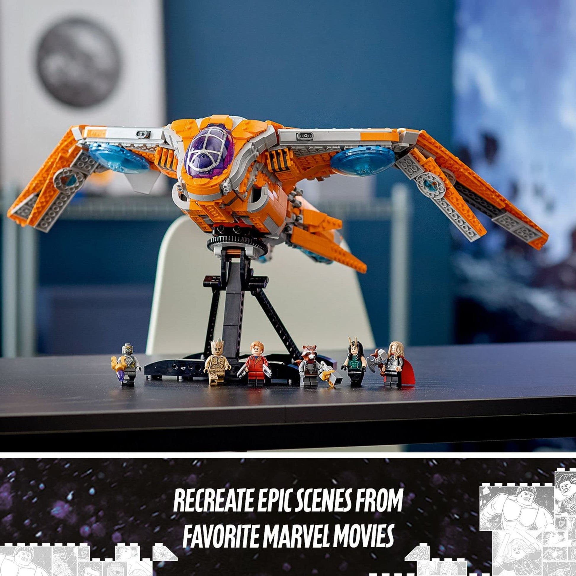 LEGO Marvel The Guardians' Ship 76193 Building Toy - Large Avengers Spaceship Model with Thor & Star-Lord Minifigures, Superhero Movie Inspired Set,