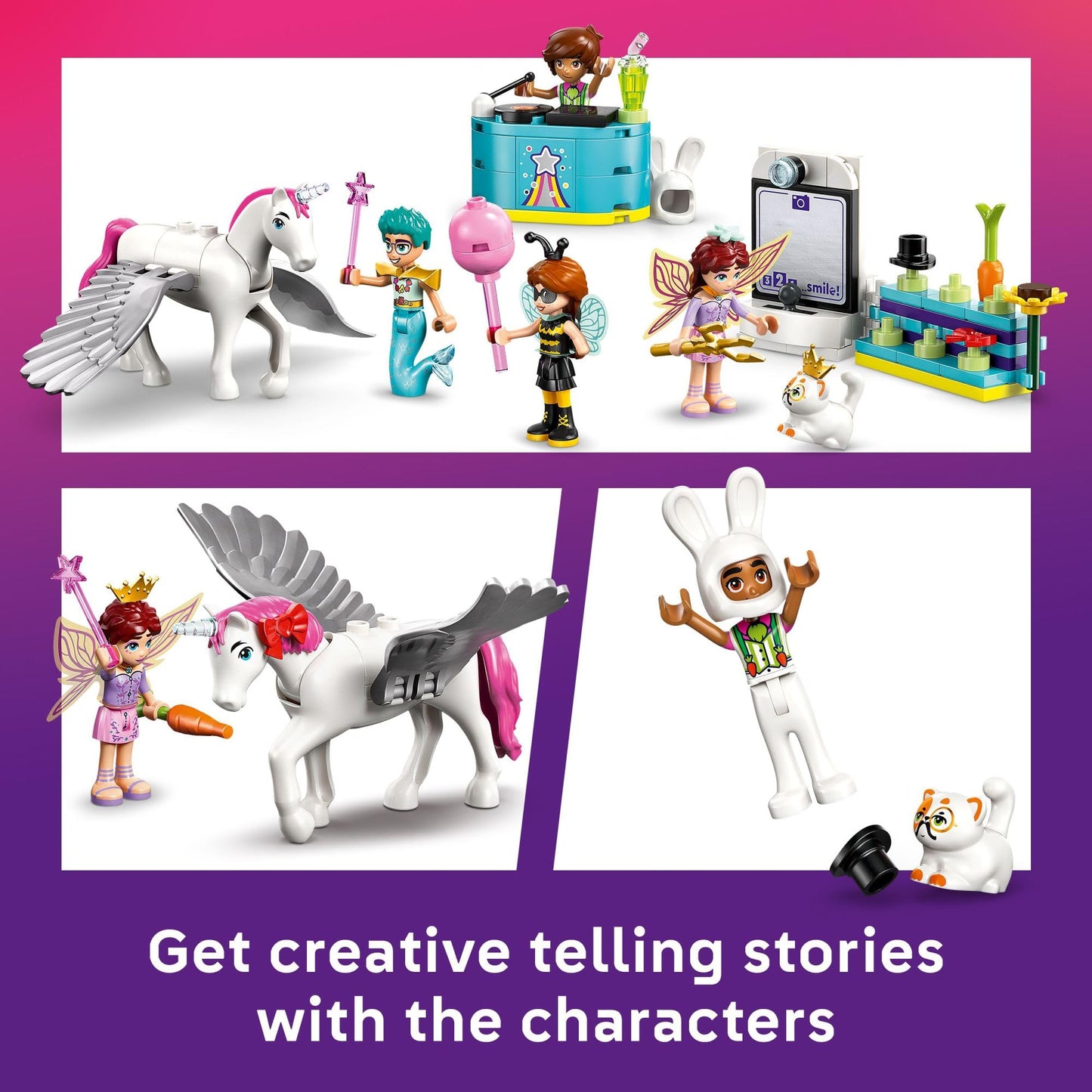 LEGO Friends Costume Party with Unicorn & Fairy Pretend Play Building Toy - Interactive Storytelling Playset with Cat and Unicorn Toys - Creative
