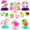ArowlWesh 12Pcs Summer Pool Honeycomb Centerpiece Decoration, Pink Beach Ball Table Toppers for Girls and Kids, Hawaiian Flamingo Beach Party Luau