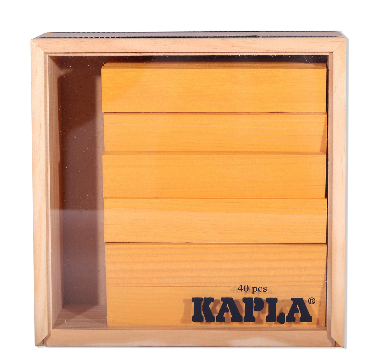 KAPLA 40 Squares Yellow - Wooden Construction Set - 40 Yellow Colored Building Planks - for Ages 3+