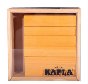 KAPLA 40 Squares Yellow - Wooden Construction Set - 40 Yellow Colored Building Planks - for Ages 3+