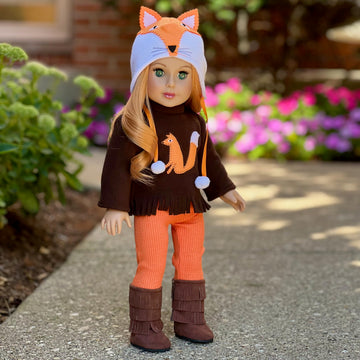 Foxy - Clothes for 18 inch Dolls - 4 Piece Outfit - Hat, Blouse, Leggings and Boots. (Doll Not Included)