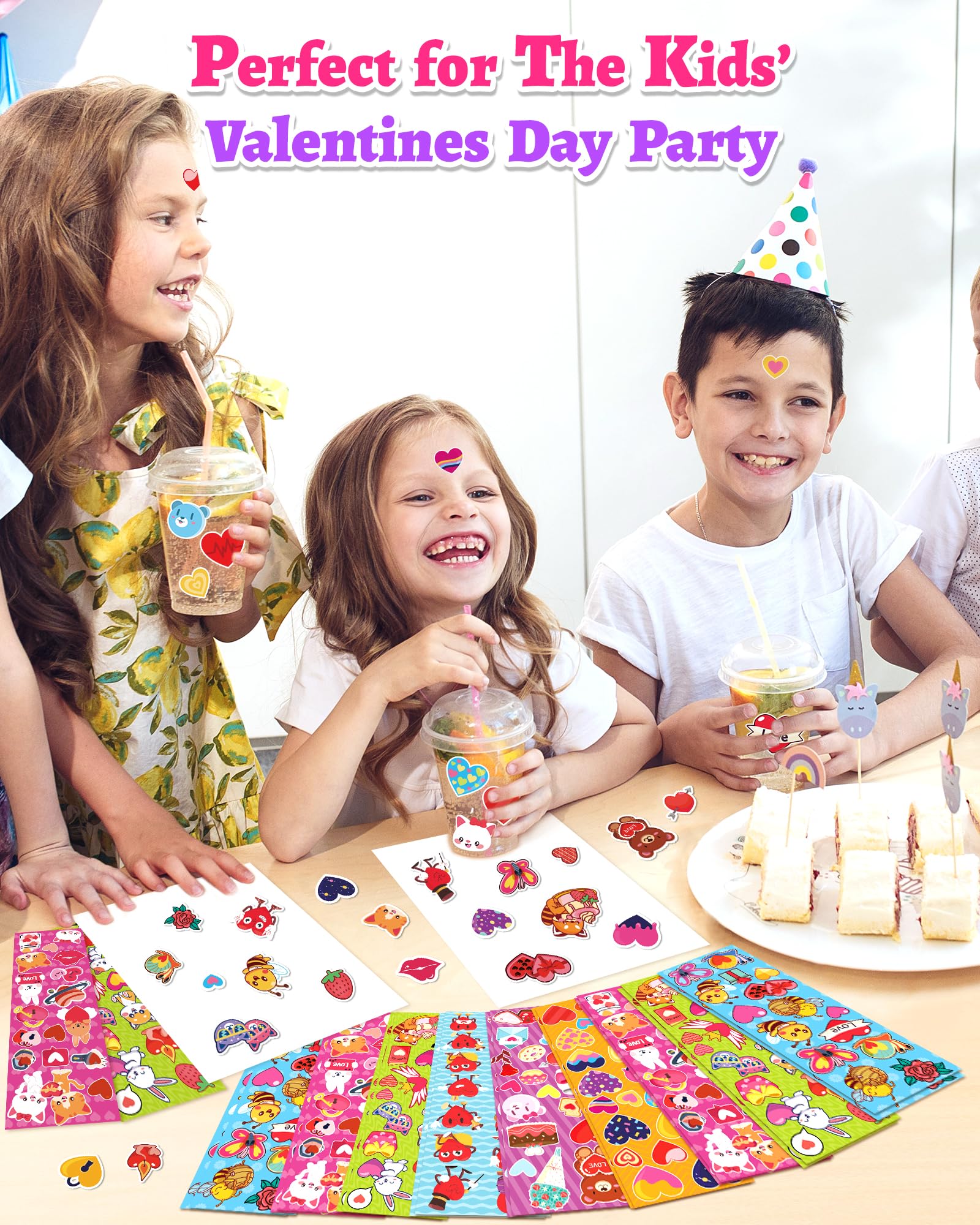 2020 PCS Valentines Day Stickers for Kids, 120 Sheets Heart Love Stickers, Valentines Crafts Gifts Goodie Bags Party Favors for Kids Classroom