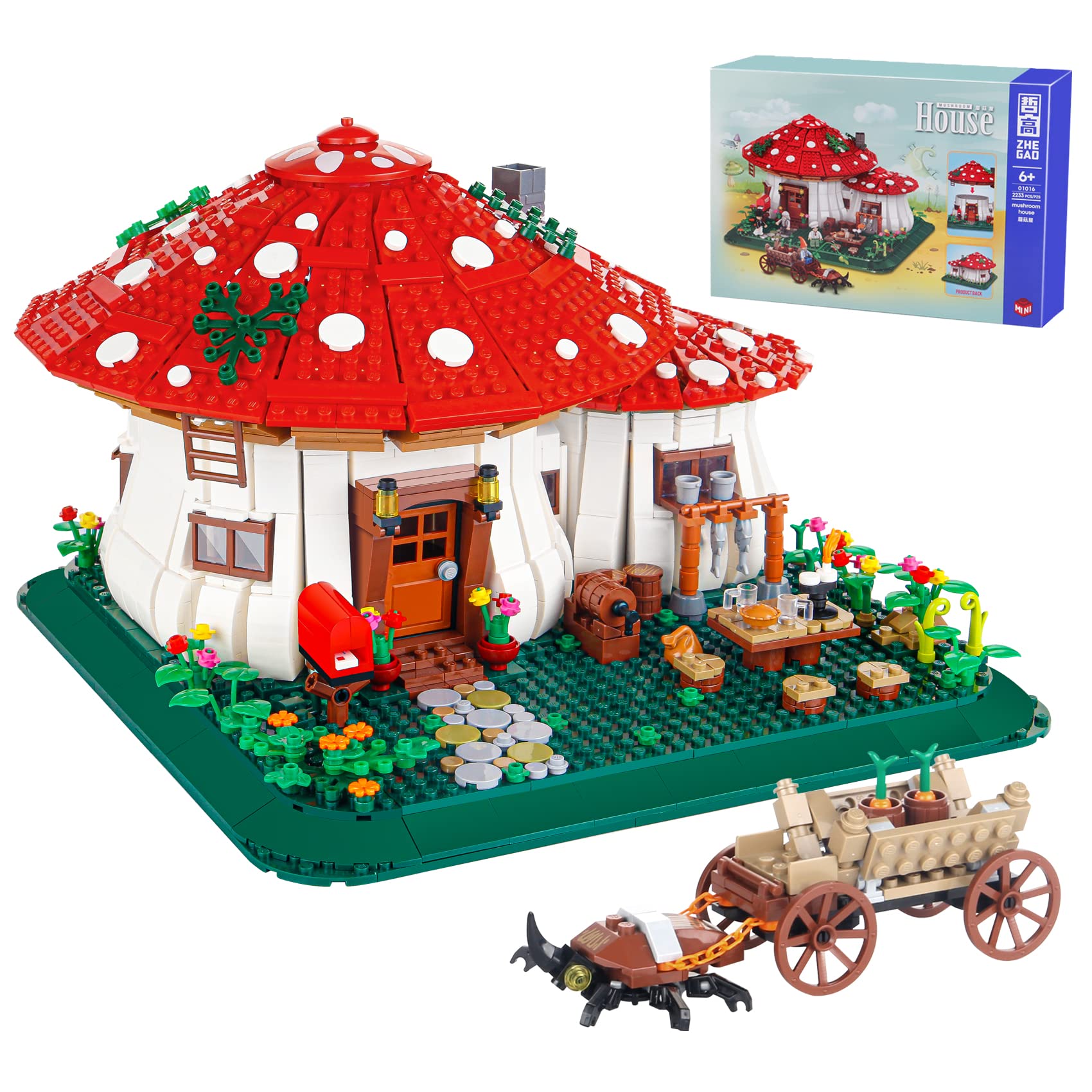 2233PCS Mushroom House Building Blocks Sets not Compatible with lego Size