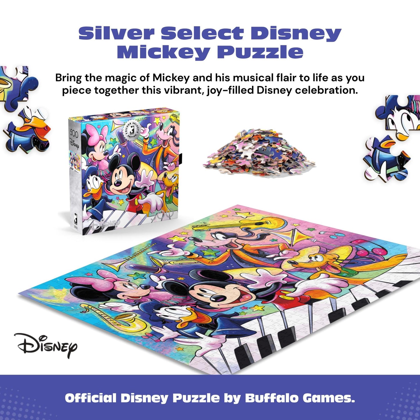 Buffalo Games - Disney Mickey's Music - 500 Piece Jigsaw Puzzle for Adults