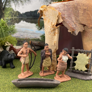 Safari Ltd. Powhatan Indians TOOB - 12 Figurines: Camp Fire, Canoe, Deer Hide, Warriors, Pocahontas, Chief Whunsoncock, & More - Educational Toy