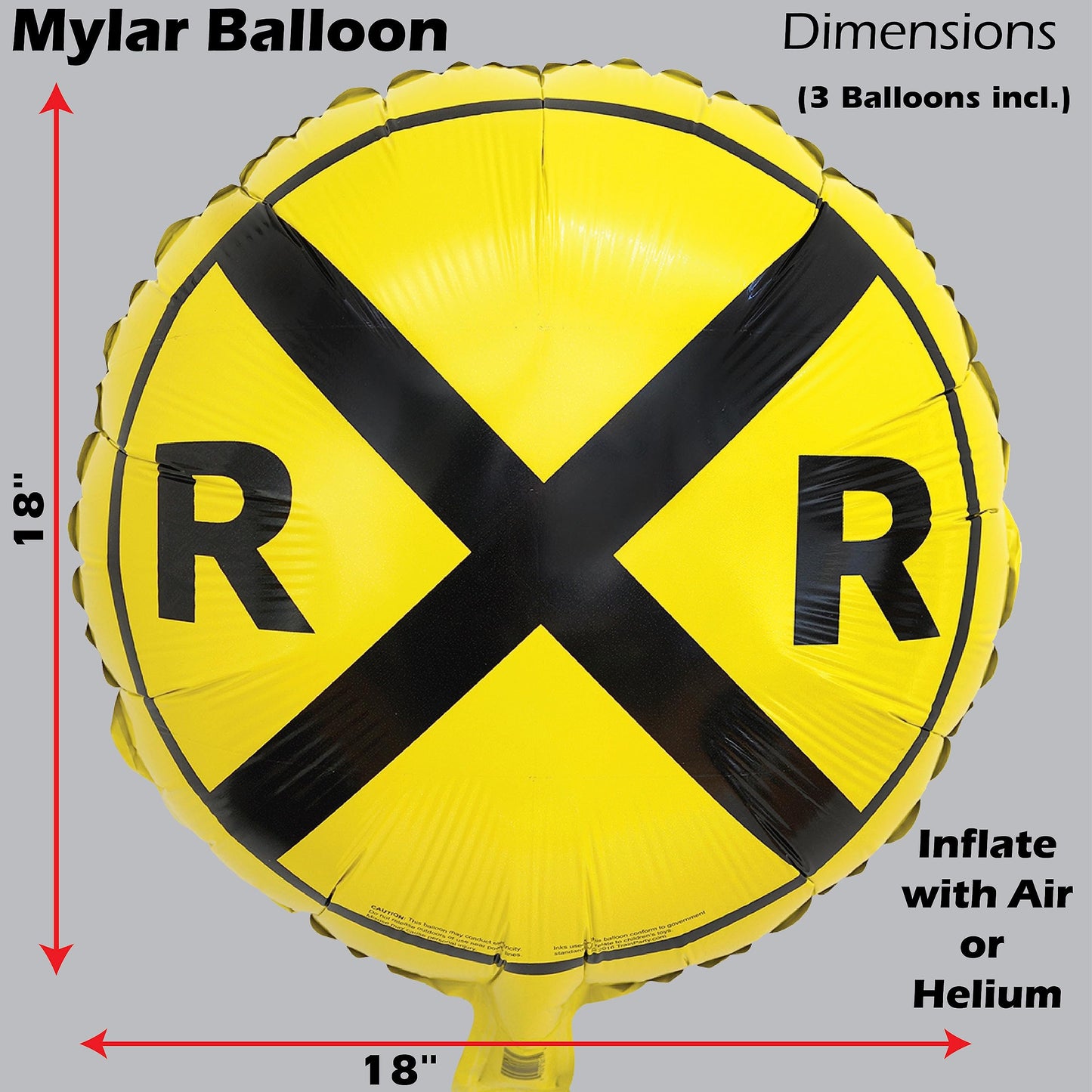 Havercamp Railroad Party Balloons (3 Pcs.)! 3 Round Mylars are great for Train Themed Events, Kid's Birthday Party, Train Collectors, Retirement