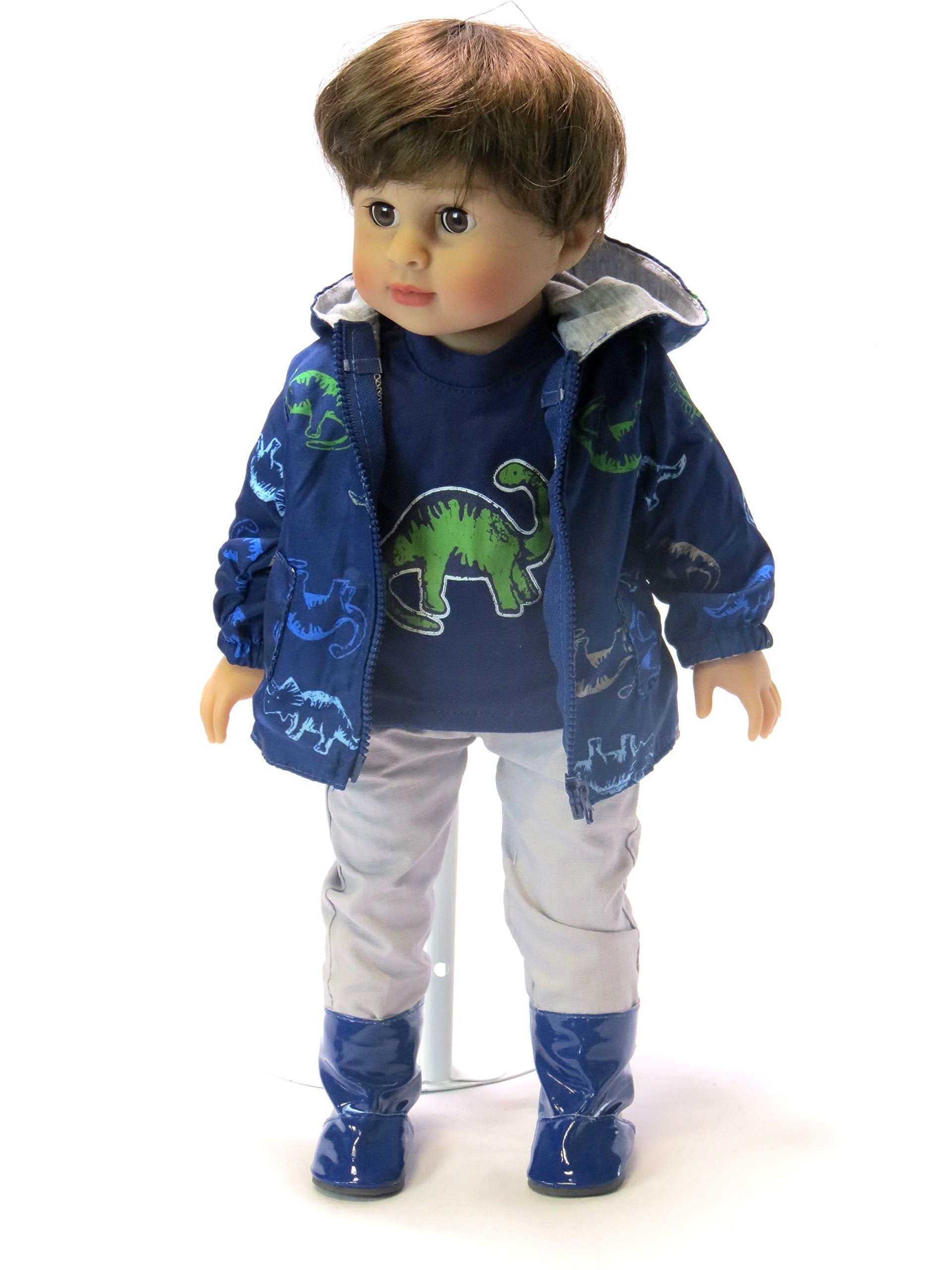 American Fashion World Dinosaur Raincoat Set for 18-Inch Dolls | Premium Quality & Trendy Design | Dolls Clothes | Outfit Fashions for Dolls