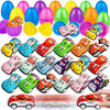 24 Pack Prefilled Easter Eggs Pull Back Cars,Mini Easter Race Cars for Kids Toddlers Egg Hunt Basket Stuffers Filler Surprise Egg Party Favor