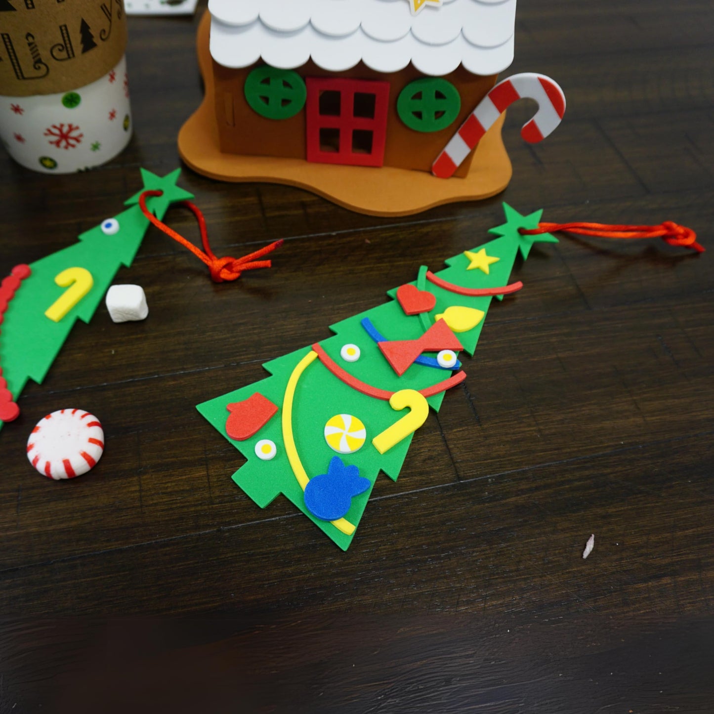4E's Novelty 24 Pack Christmas Tree Ornament Craft for Kids, 516Pcs Bulk Foam Self Adhesive Individually Wrapped, Christmas Crafts for Kids Ages 4-8
