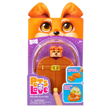 Pets 2 Love Milo the Dog Toy Pet with Heart-Shaped Animal Purse, Includes Miniature Carrier & Leash, Compact and Travel Friendly, 3-in-1 Interactive
