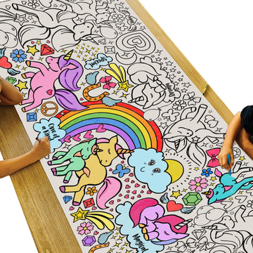 Tiny Expressions Unicorn Coloring Poster for Kids - Rolled, No Creases 30" x 72" Large Coloring Tablecoth for Unicorn-Themed Birthday Parties