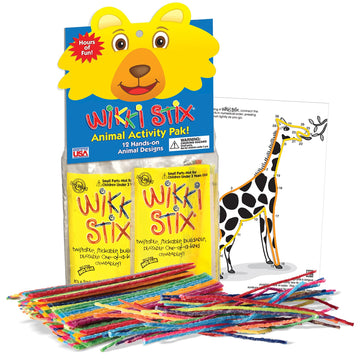 WikkiStix Animal Activity Pak - Features 12 Zoo Animals with Hands-on Activity and Fun Fact on Each, Made in The USA! Multiple Colors !