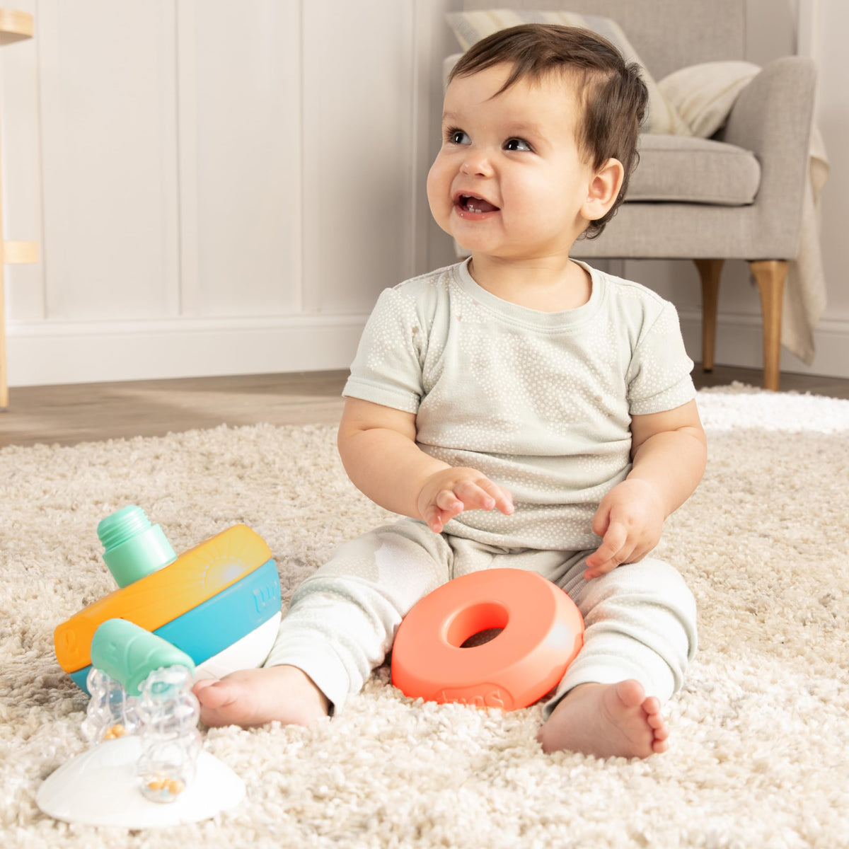 BEBE FUERTE Stack and Count Kettlebell Activity Toy by Robin Arzon - Bilingual Stacking Toys - Baby Workout Toys - Baby and Toddler Gifts for Ages 6