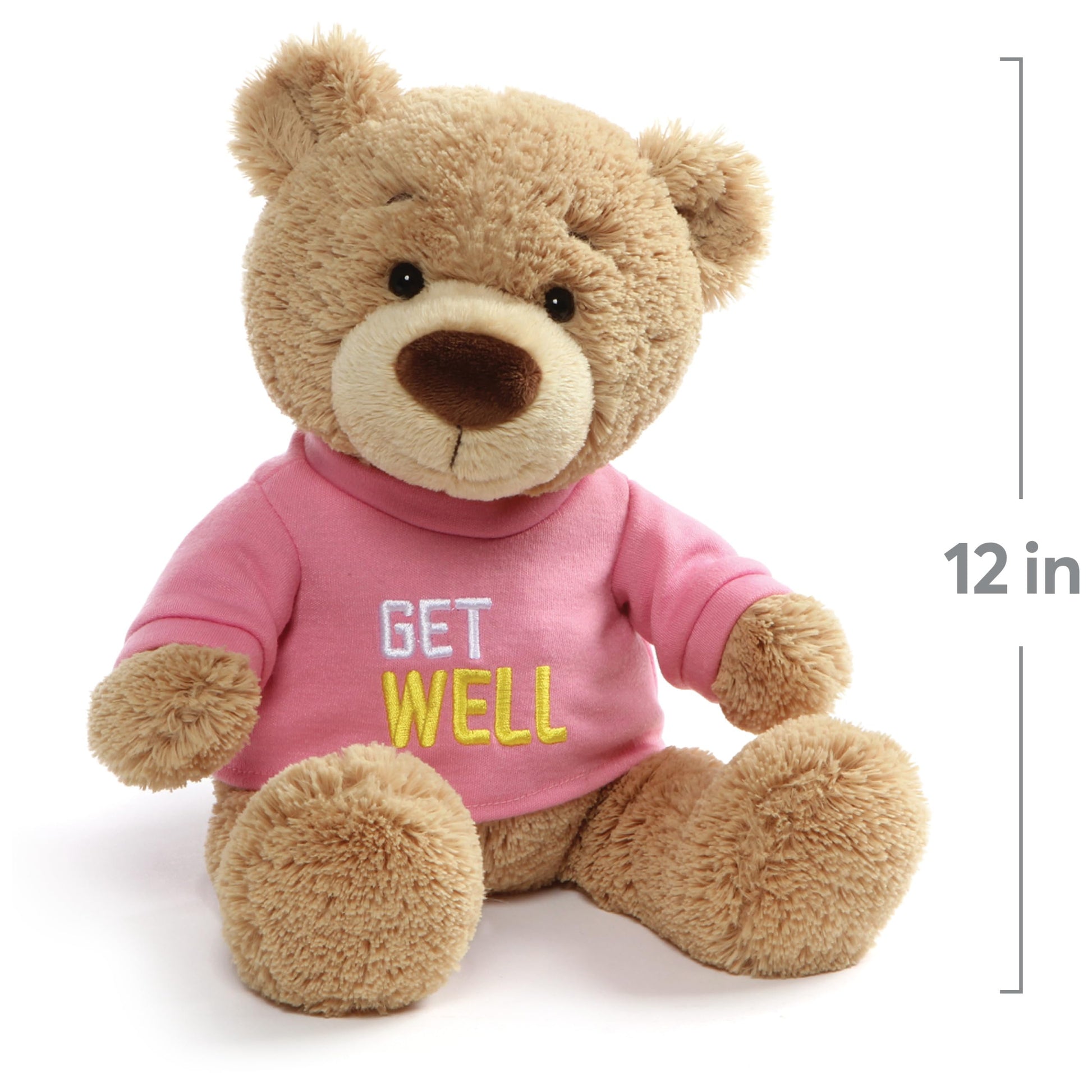 GUND Get Well T-Shirt Message Teddy Bear Stuffed Animal Plush, Pink, 12.5"