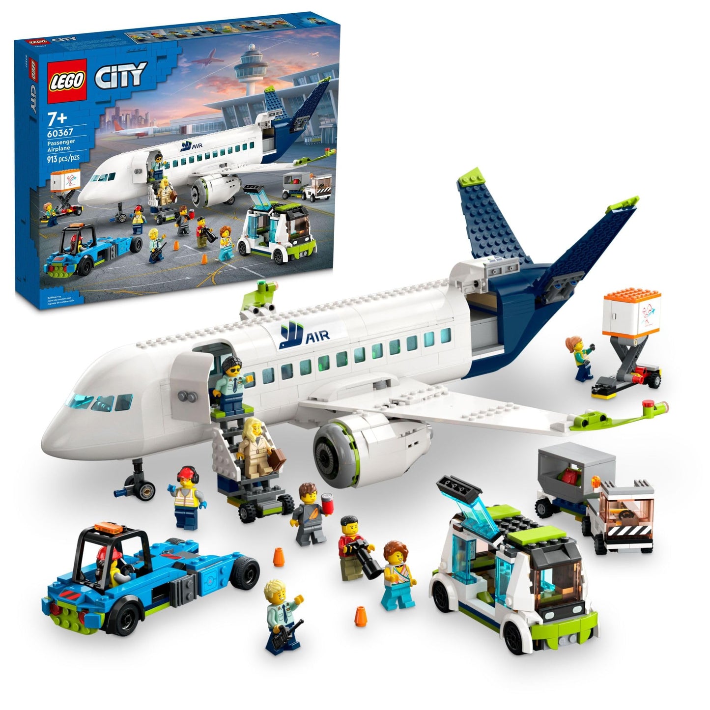 LEGO City Passenger Airplane Toy - Building Set for Boys & Girls, Ages 7+ - Educational Gift for Kids - W/Buildable Vehicle Toys & 9 Minifigures