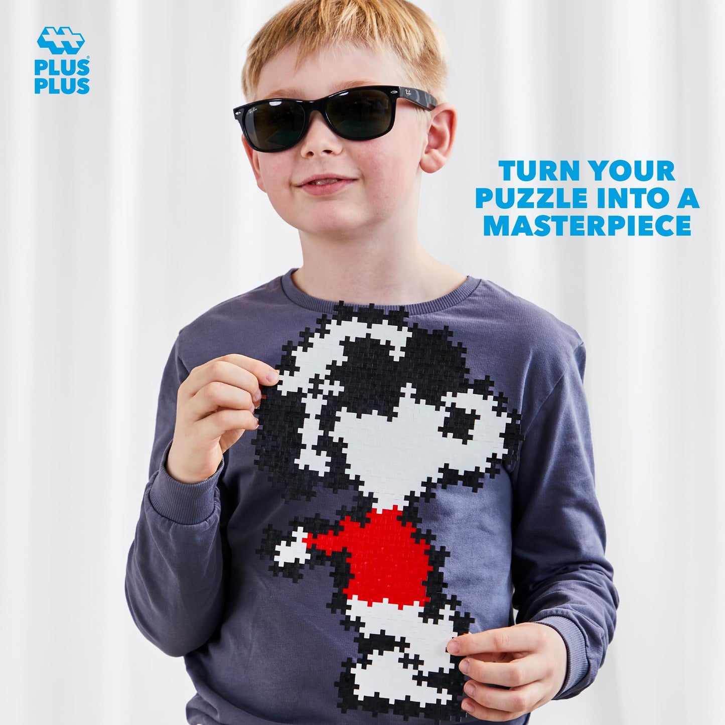 Plus Plus Puzzle By Number, Joe Cool - 275 Piece Mini Hashtag Blocks, Puzzles for Adults & Kids - Peanuts Merchandise