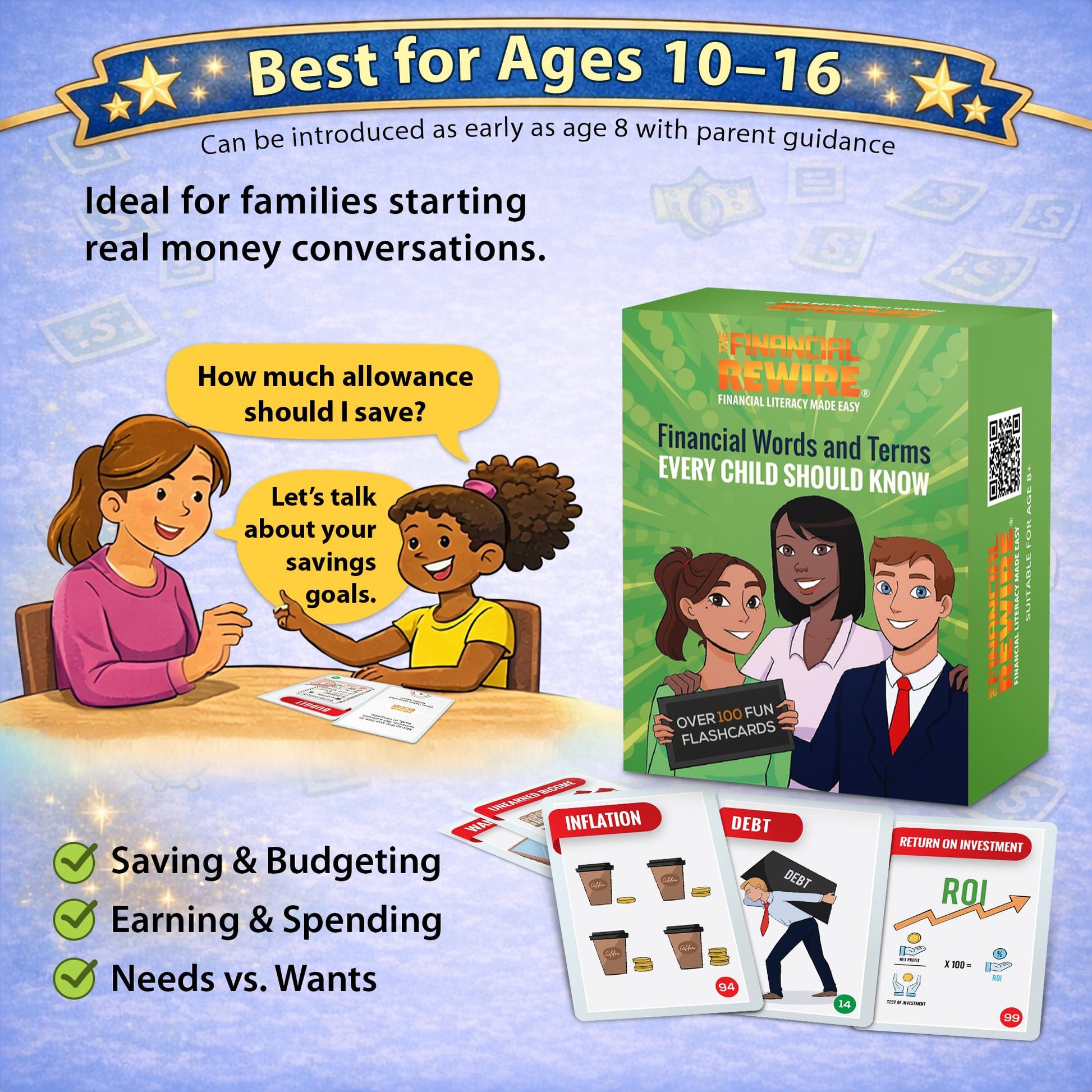 Financial Literacy Flashcards for Kids & Teens | 108 Money & Finance Terms with Images, Definitions & Discussion Prompts | 3 Skill Levels