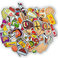 mundo hogar Mexican Food Vinyl Stickers, Snacks and Candy Stickers, Water Resistant, Set of 60, White