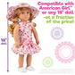 Summer Fun Flower Dress Doll Outfit (4 Pc Set)- Includes Sun Dress, Hat, & Clog Sandals- Handmade, Premium Outfit & Accessories- Compatible with 18"