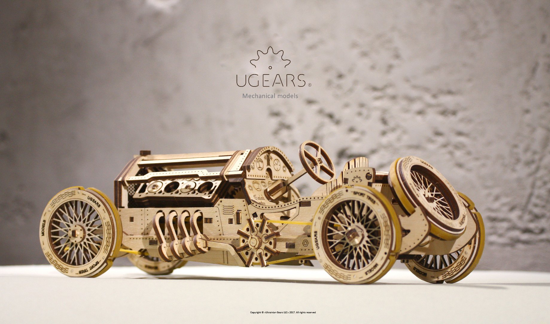UGears Mechanical Models 3-D Wooden Puzzle - Mechanical U-9 Grand Prix Car Idea
