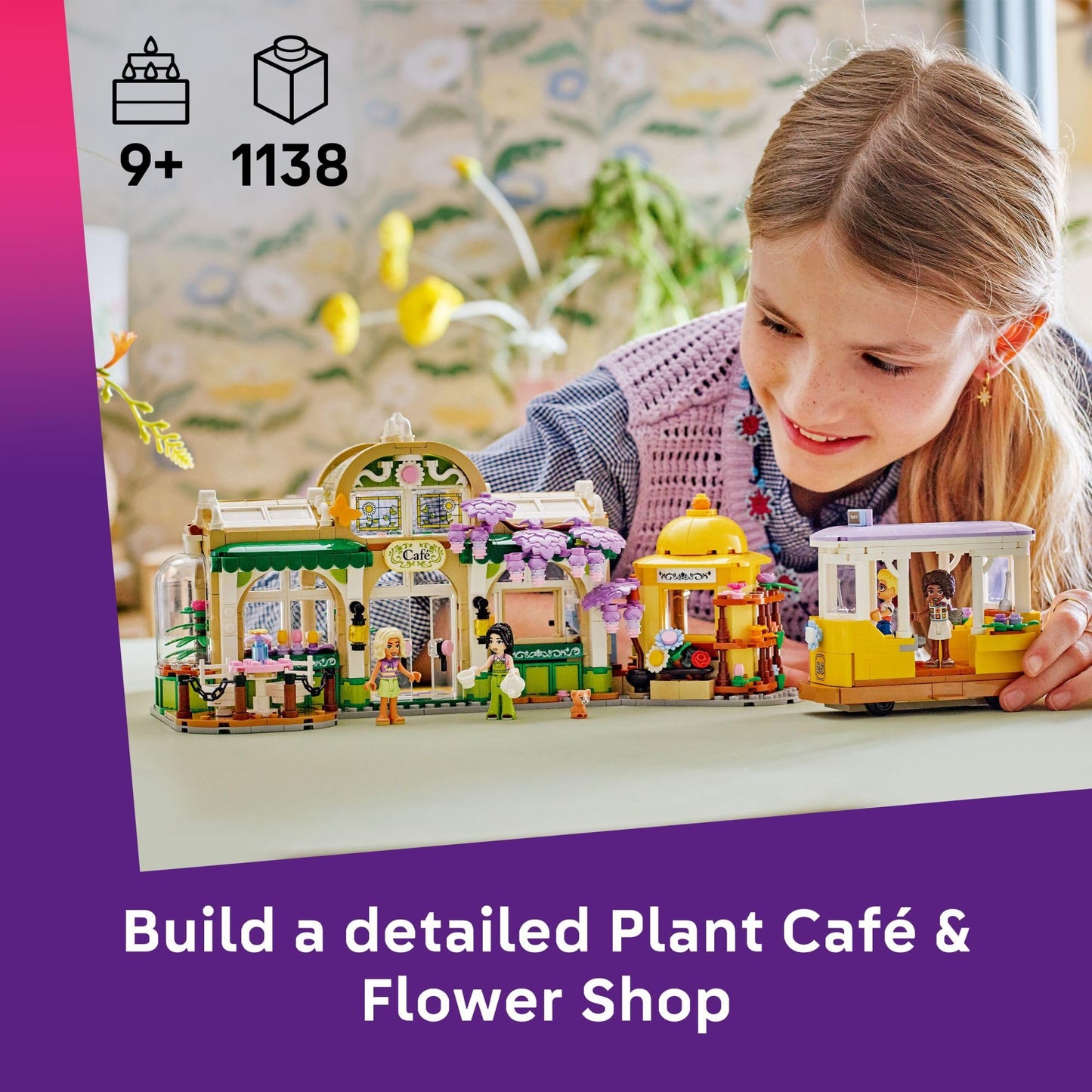 LEGO Friends Plant Café & Flower Shop Pretend Play Building Toy - Playset with 4 Minidolls and Cat Toy for Creative Storytelling - Birthday Gift Idea
