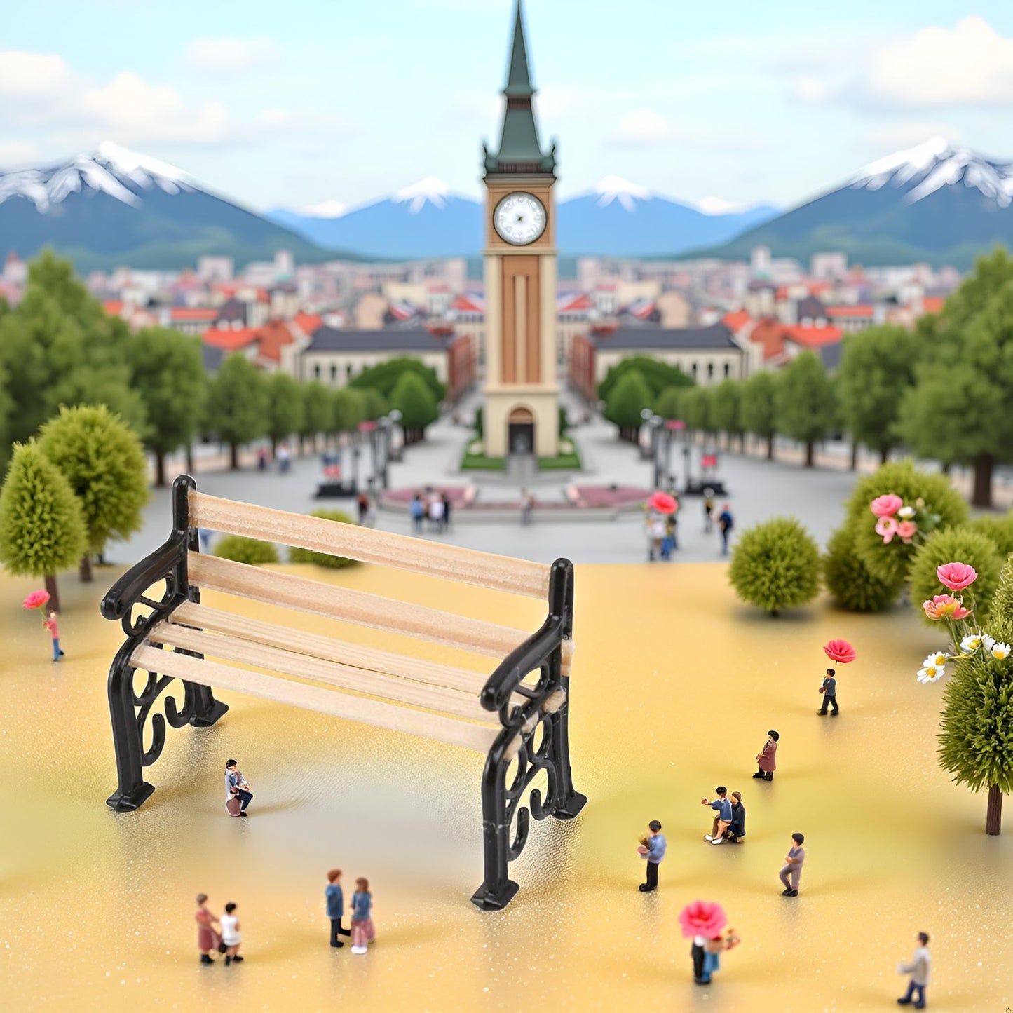 Black 1/24 Miniature Park Bench Dollhouse Decoration Accessories Miniature Dollhouse Miniature Park Bench Scale Accessories(1.9x0.9x1.3 inch)
