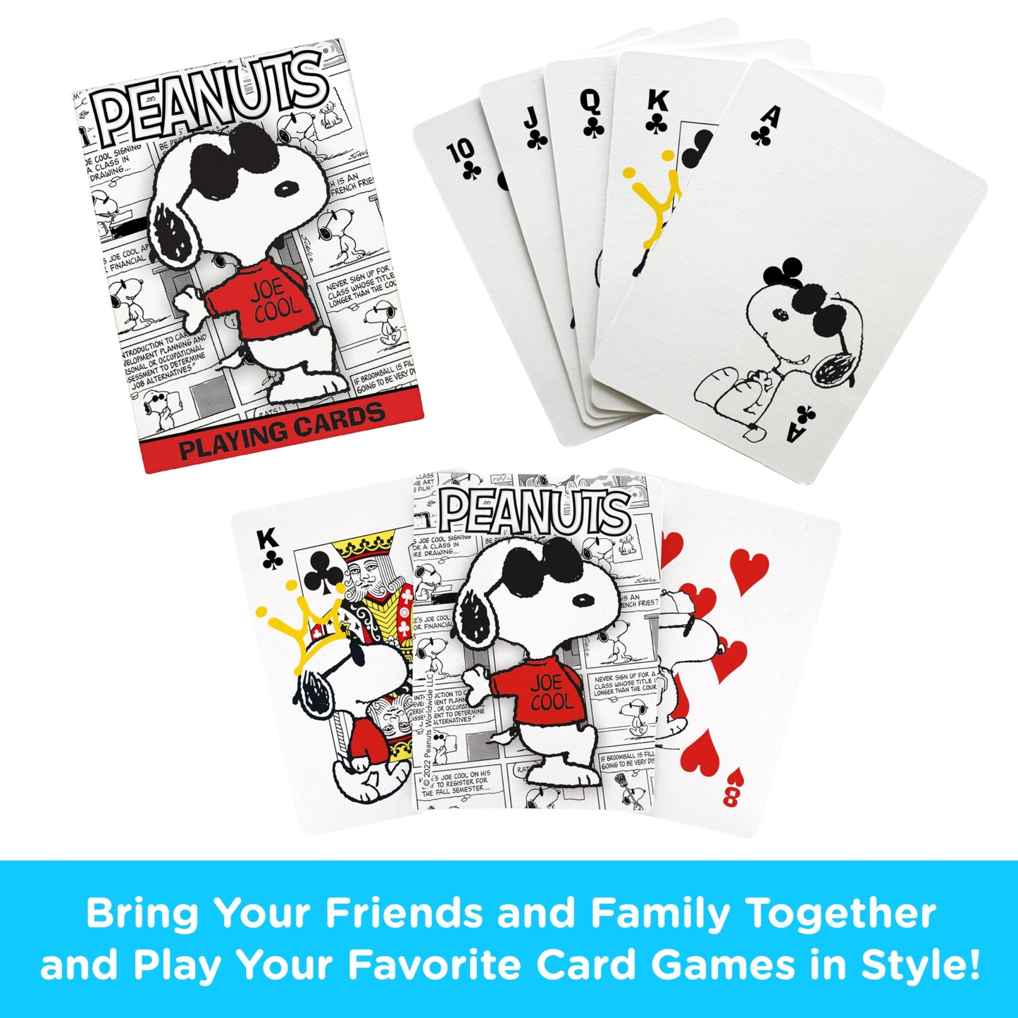 Aquarius Peanuts Joe Cool Playing Cards - Joe Cool Themed Deck of Cards for Your Favorite Card Games - Officially Licensed Peanuts Merchandise