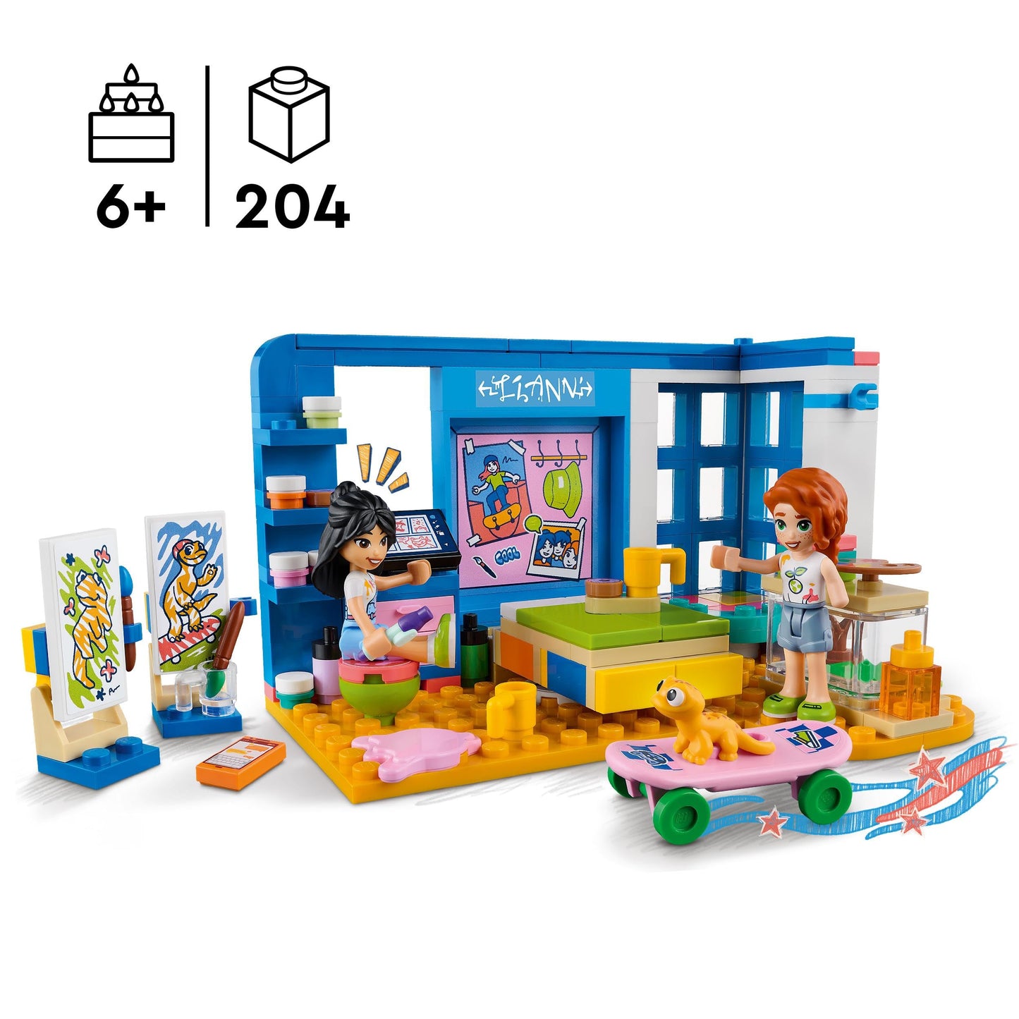 Lego Friends Liann's Room 41739, Art-Themed Bedroom Playset with Liann & Autumn Mini-Dolls, Collectible Toy for Girls and Boys 6 Plus Years Old