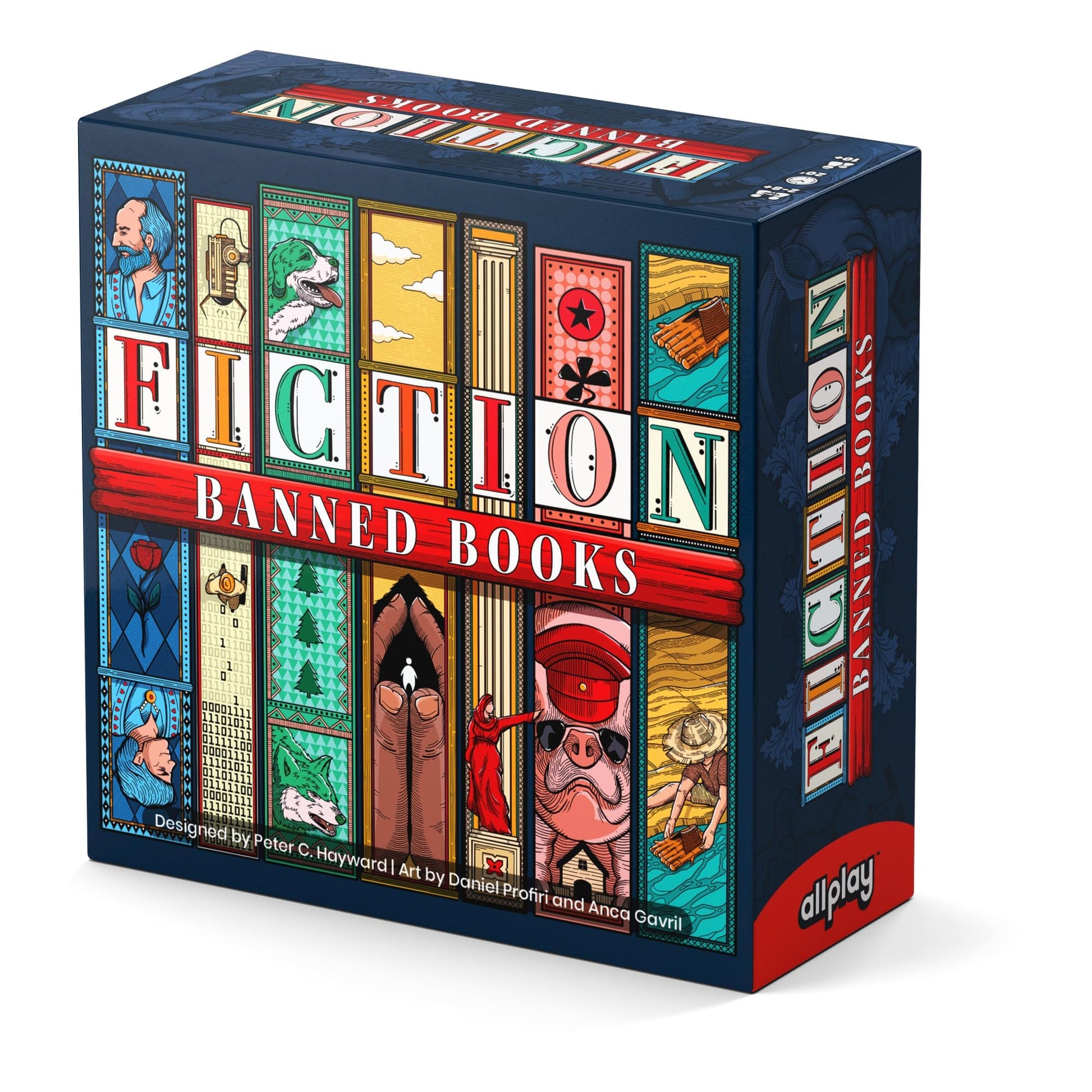 Allplay Fiction Banned Books Board Game | Cooperative Word Deduction & Bluffing Game | 2-10 Players, 20-30 Min Playtime Logic Puzzle Party Game