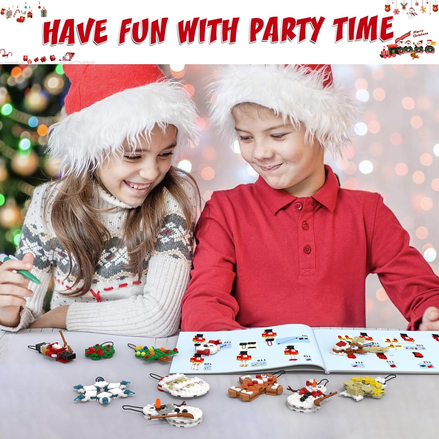 DECMIOX Christmas Ornaments Building Set, 11-in-1 Christmas Tree, Wreath, Santa, Reindeer, Gingerbread, Polar Bear, Snowflake, 2025 Xmas Holiday