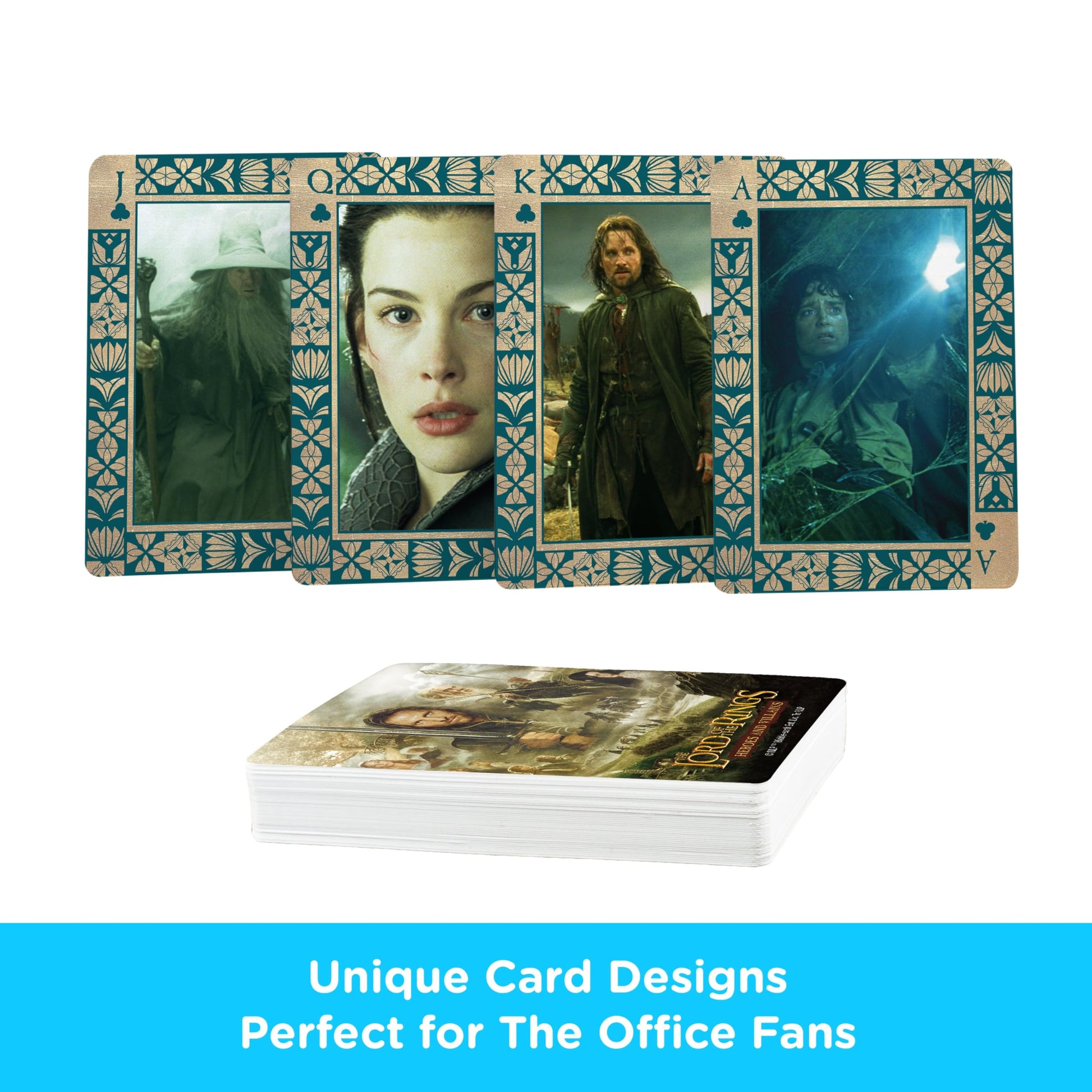 AQUARIUS Lord of the Rings Heroes and Villains Playing Cards Standard Size - Themed Novelty Deck with 52 Unique Fantasy Movie Designs - Collectible