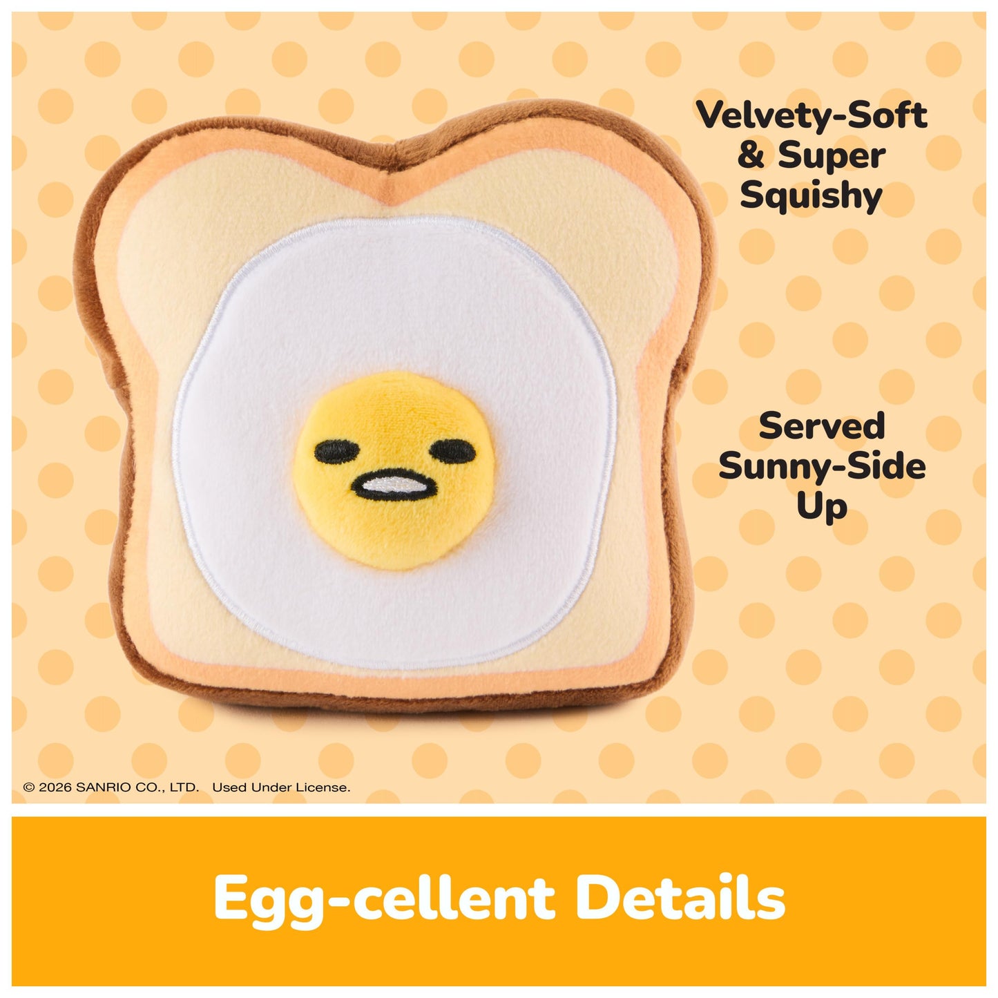 GUND Sanrio Gudetama The Lazy Egg Egg Toast 5-Inch Food Squishy Stuffed Toy